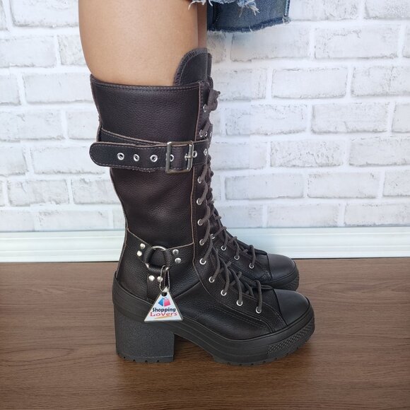 ⭐Chuck 70 De Luxe Heel XXHi Platform Buckles Heels 7 Women's Boots Brown A15659C - Picture 4 of 7